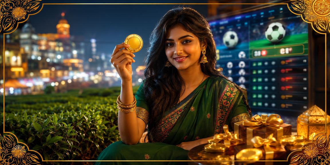 কুমিল্লায় একজন ব্যবহারকারী চা বাগানের পাশে মোবাইলে অনলাইন বেটিং করছেন